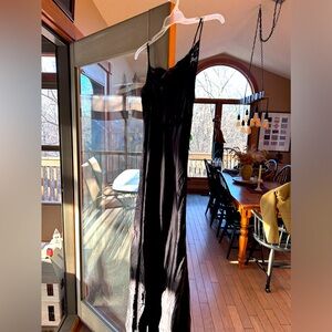 Victoria’s Secret long black silk nightgown with lace insets size medium